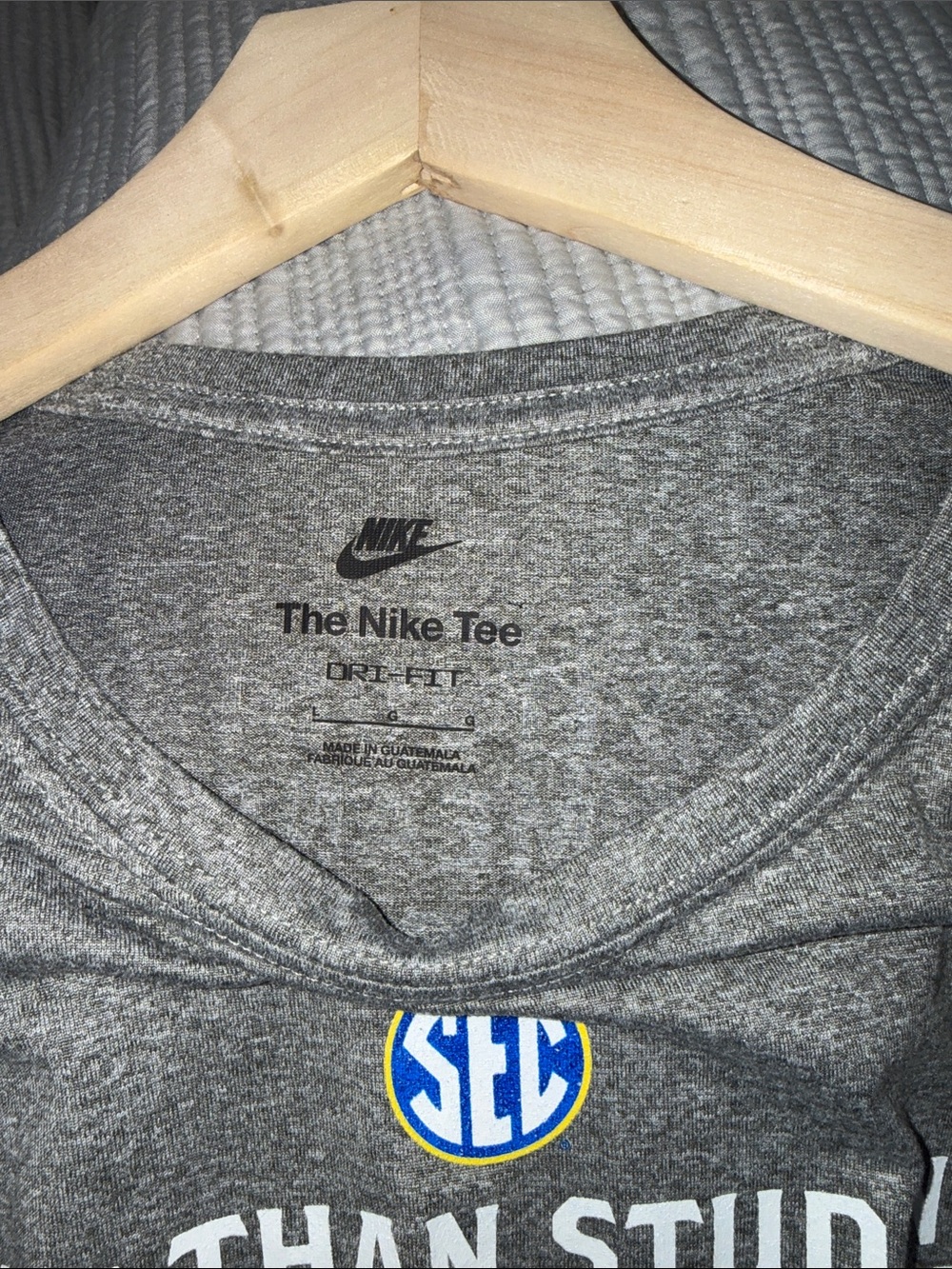 Nike Gray Heather Graphic Tee with White & Blue Logo - Picture 4 of 4